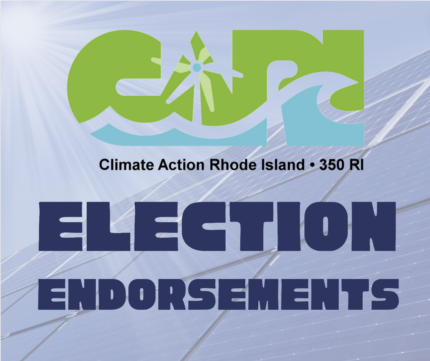 Photo of sun shining on solar panels. Text reads "CARI Election Endorsements"